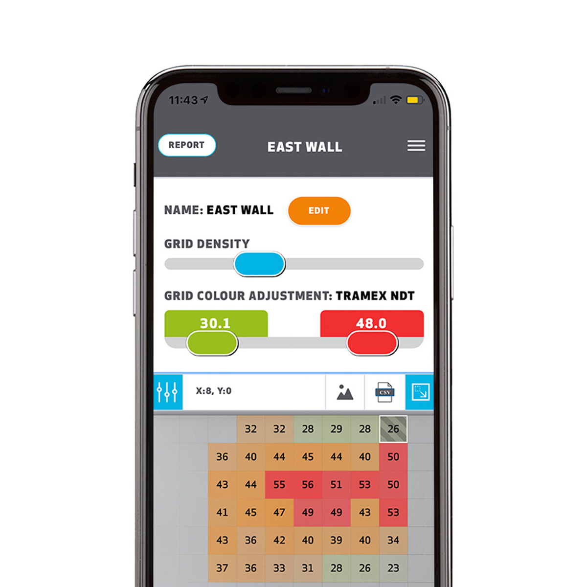 Tramex Meters App color coding