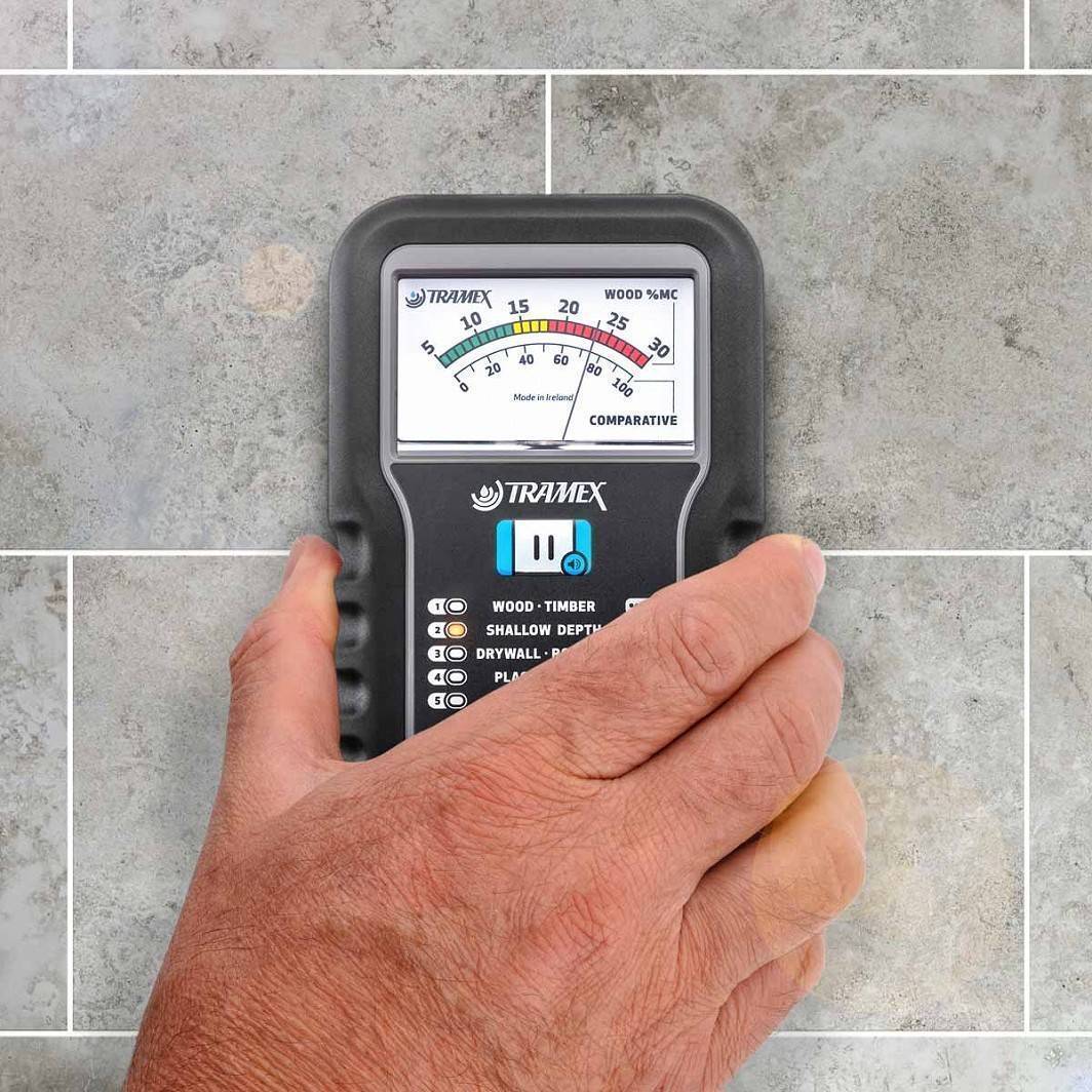 Moisture Meter ME5 Front with Hand on Grey